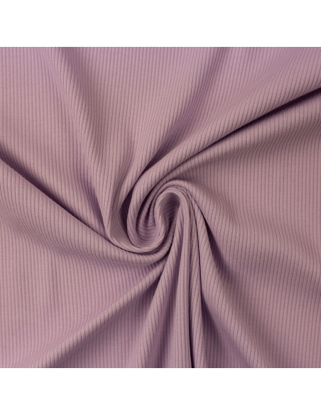 Tessuto jersey di cotone a maglia fine a coste - Lavanda
