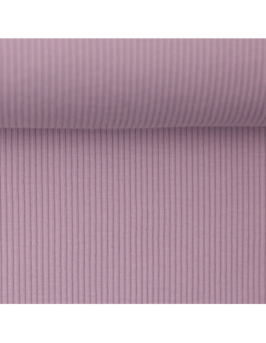 Tessuto jersey di cotone a maglia fine a coste - Lavanda