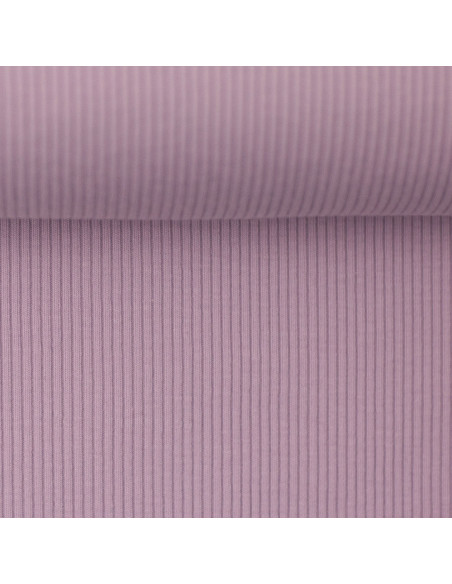 Tessuto jersey di cotone a maglia fine a coste - Lavanda