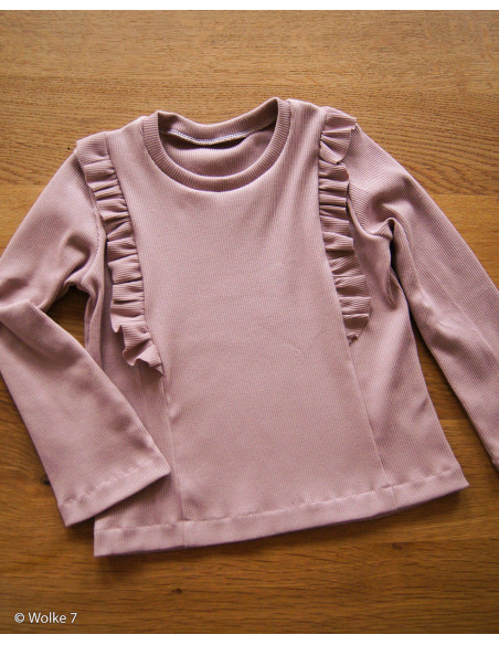 Tessuto jersey di cotone a maglia fine a coste - Lavanda