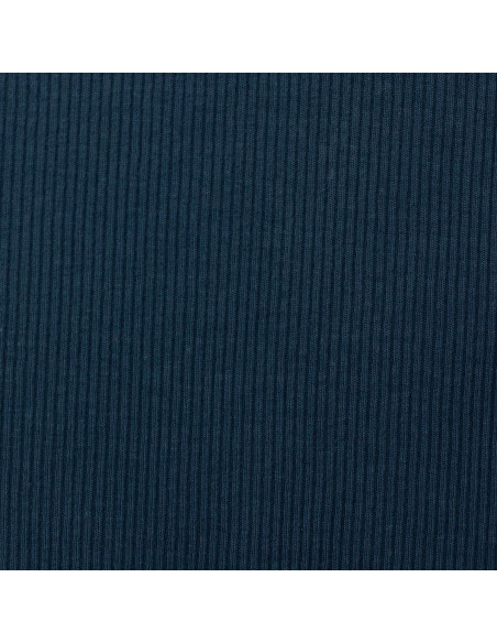 Tessuto jersey di cotone a maglia fine a coste - Blu petrolio