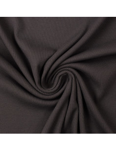 Tessuto jersey di cotone a maglia fine a coste - Grigio antracite
