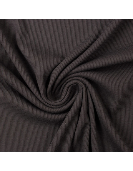 Tessuto jersey di cotone a maglia fine a coste - Grigio antracite