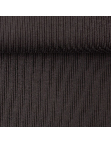 Tessuto jersey di cotone a maglia fine a coste - Grigio antracite