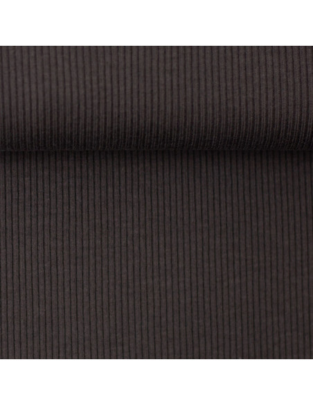 Tessuto jersey di cotone a maglia fine a coste - Grigio antracite