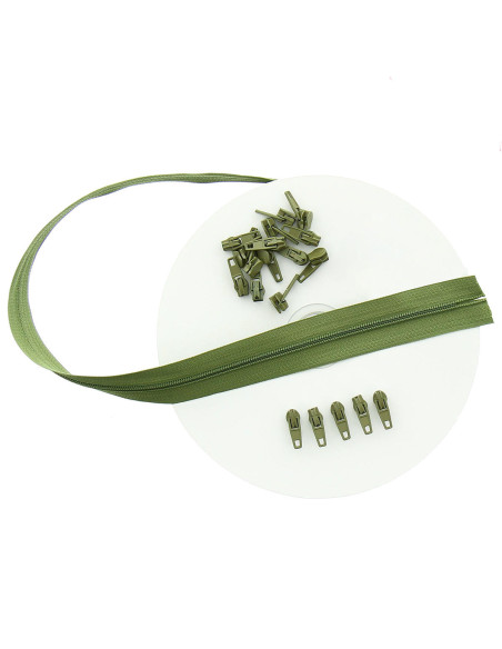 Rotolo di 10 metri di chiusura in nylon - Verde oliva