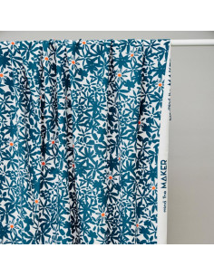 Tessuto crêpe di viscosa Flowery - Blu oceano