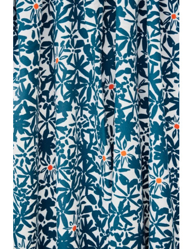 Tessuto crêpe di viscosa Flowery - Blu oceano
