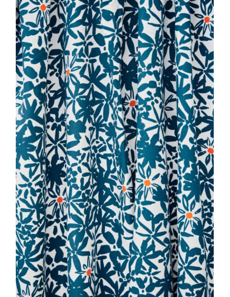 Tessuto crêpe di viscosa Flowery - Blu oceano