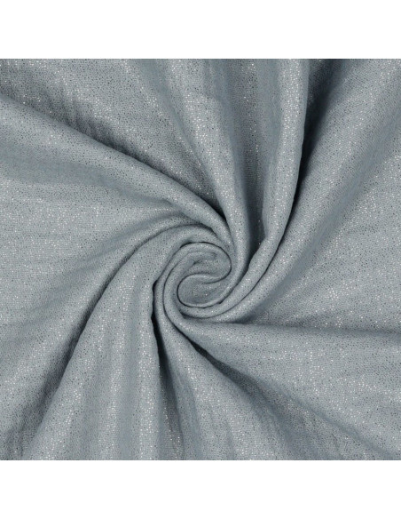 Tessuto doppia garza di cotone iridescente con glitter - Grigio perla
