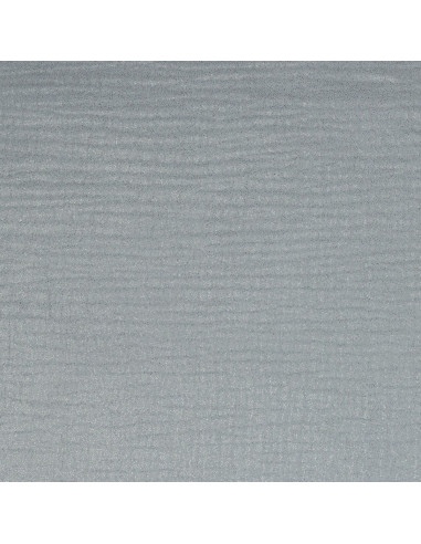 Tessuto doppia garza di cotone iridescente con glitter - Grigio perla