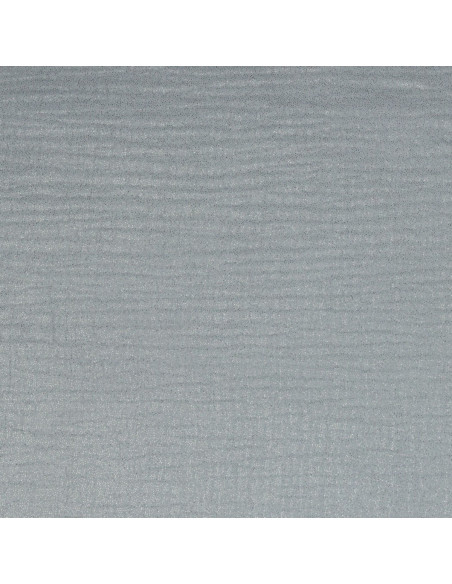 Tessuto doppia garza di cotone iridescente con glitter - Grigio perla
