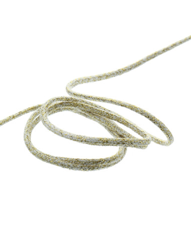 Cordoncino lurex 5 mm - Bianco e oro