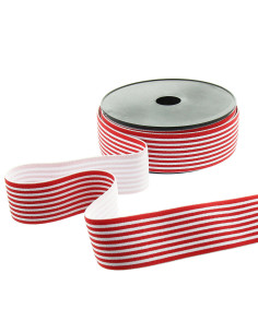 Elastico fantasia righe sottili 40 mm - Rosso
