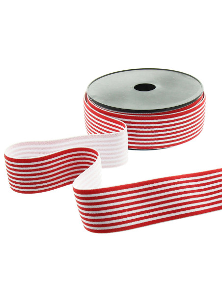 Elastico fantasia righe sottili 40 mm - Rosso