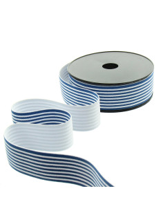 Elastico fantasia a righe sottili 40 mm - Blu
