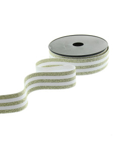 Elastico fantasia lurex a righe bianco e oro 40 mm