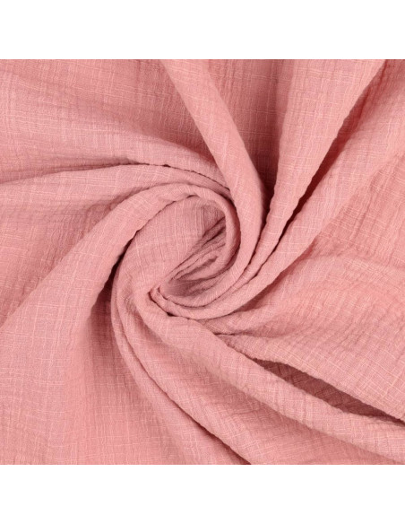 Tessuto doppia garza di cotone Vintage - Rosa antico
