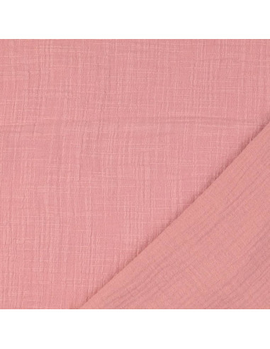 Tessuto doppia garza di cotone Vintage - Rosa antico