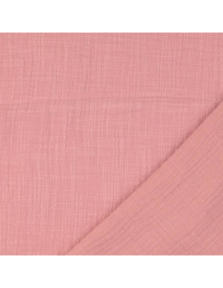 Tessuto doppia garza di cotone Vintage - Rosa antico