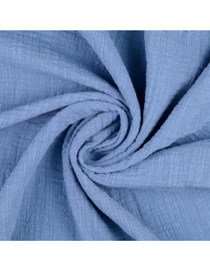 Tessuto doppia garza di cotone Vintage - Blu jeans