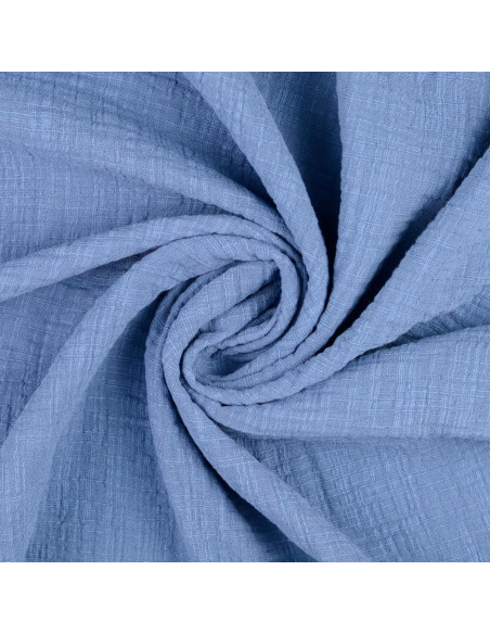 Tessuto doppia garza di cotone Vintage - Blu jeans