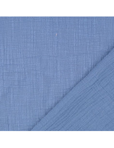 Tessuto doppia garza di cotone Vintage - Blu jeans 2