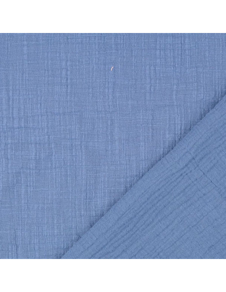 Tessuto doppia garza di cotone Vintage - Blu jeans