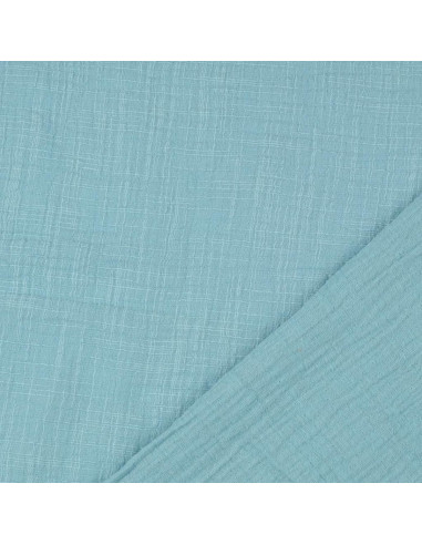 Tessuto doppia garza di cotone Vintage - Turchese