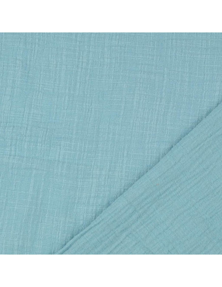 Tessuto doppia garza di cotone Vintage - Turchese