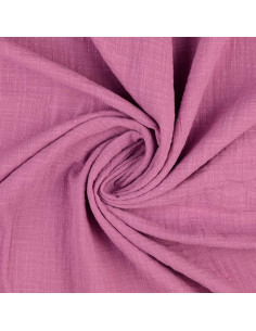 Tessuto doppia garza di cotone Vintage - Legno di rosa
