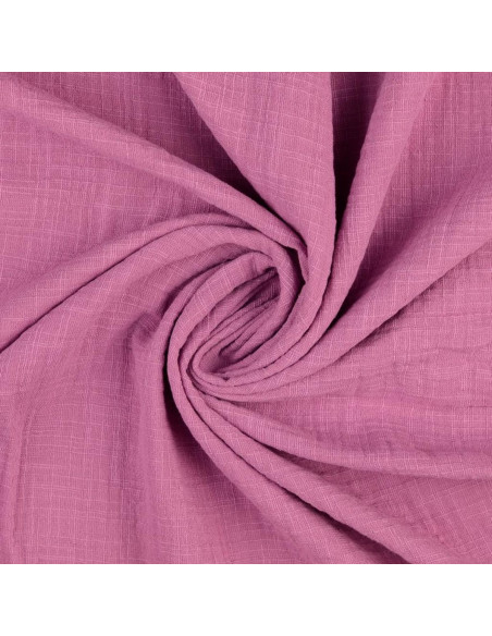 Tessuto doppia garza di cotone Vintage - Legno di rosa