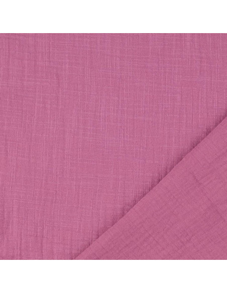 Tessuto doppia garza di cotone Vintage - Legno di rosa