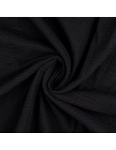 Tessuto doppia garza di cotone Vintage - Nero