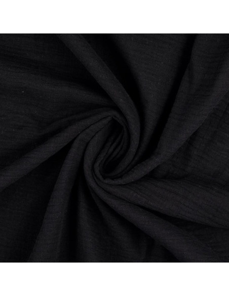 Tessuto doppia garza di cotone Vintage - Nero