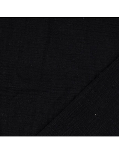 Tessuto doppia garza di cotone Vintage - Nero