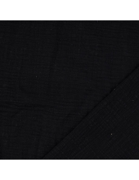 Tessuto doppia garza di cotone Vintage - Nero