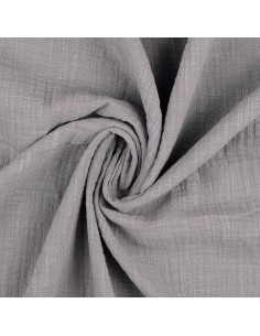 Tessuto doppia garza di cotone Vintage - Grigio