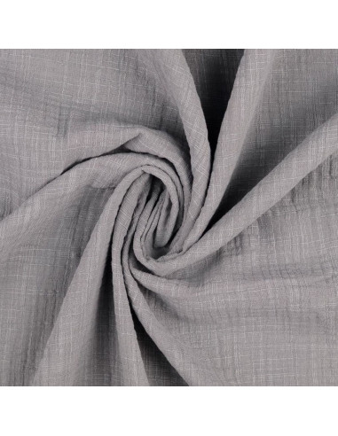Tessuto doppia garza di cotone Vintage - Grigio