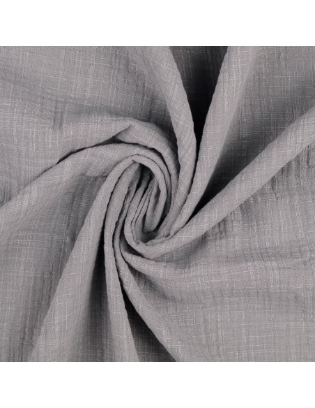Tessuto doppia garza di cotone Vintage - Grigio