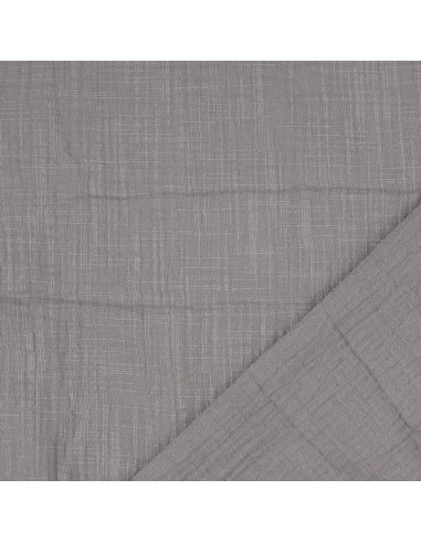 Tessuto doppia garza di cotone Vintage - Grigio