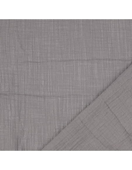 Tessuto doppia garza di cotone Vintage - Grigio