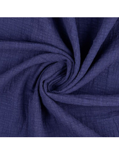 Tessuto doppia garza di cotone Vintage - Blu marino