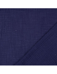 Tessuto doppia garza di cotone Vintage - Blu marino 2