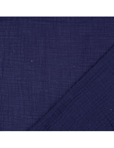 Tessuto doppia garza di cotone Vintage - Blu marino