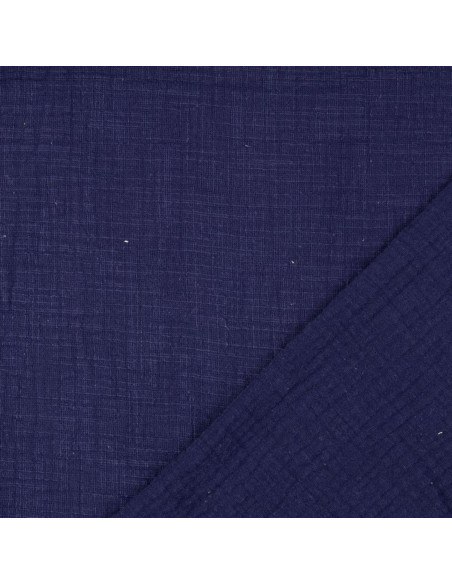 Tessuto doppia garza di cotone Vintage - Blu marino