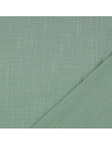 Tessuto doppia garza di cotone Vintage - Verde salvia