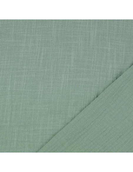 Tessuto doppia garza di cotone Vintage - Verde salvia