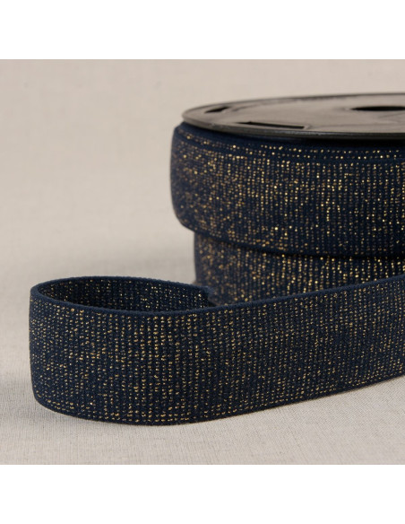 Boxer elastico con paillettes - Blu marino e oro