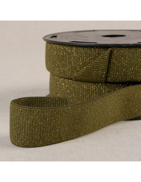 Boxer elastico con paillettes - Kaki e oro
